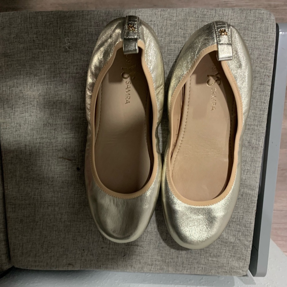 Yosi Samra Metallic Gold Ballet Flats